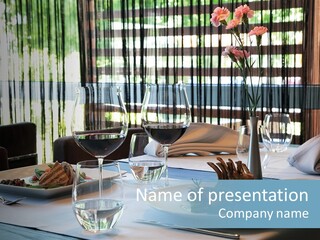 Served Dinner In Modern Restaurant PowerPoint Template