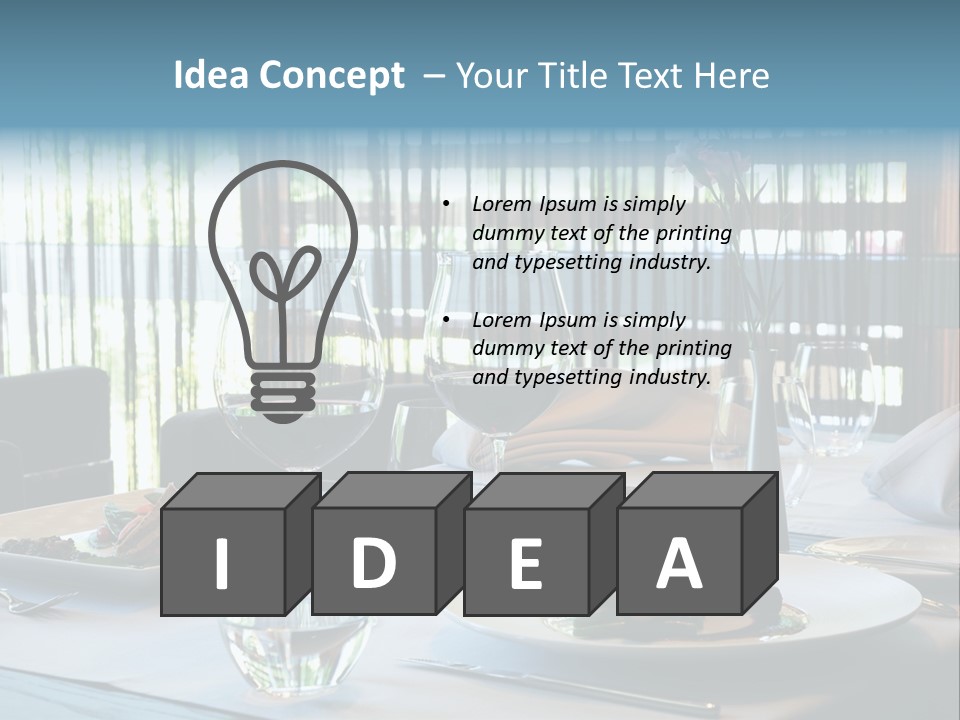 Served Dinner In Modern Restaurant PowerPoint Template