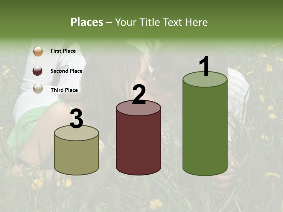 Beautiful Girl And Boy On Summer Lawn With Dandelions PowerPoint Template