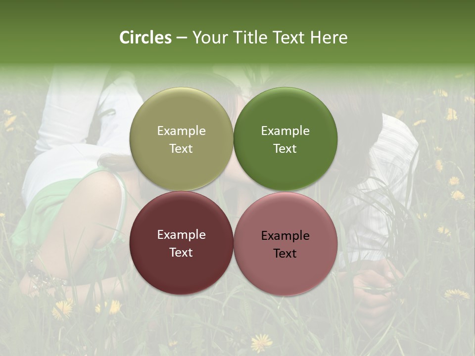 Beautiful Girl And Boy On Summer Lawn With Dandelions PowerPoint Template