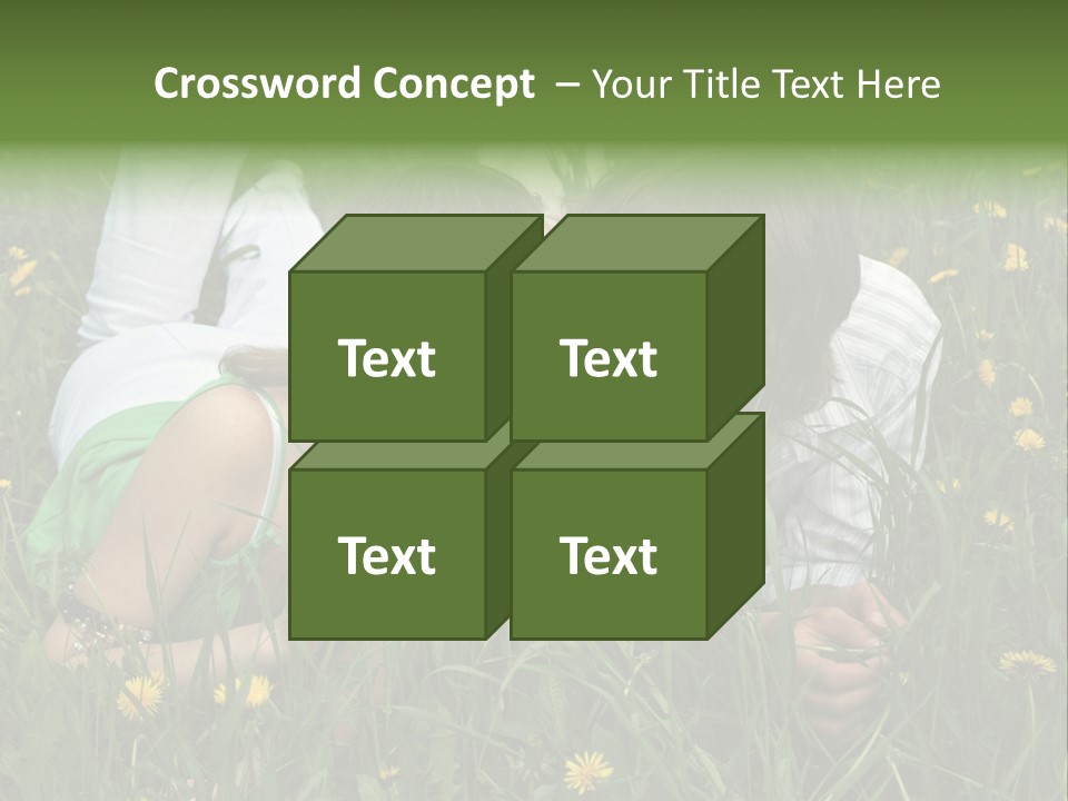 Beautiful Girl And Boy On Summer Lawn With Dandelions PowerPoint Template