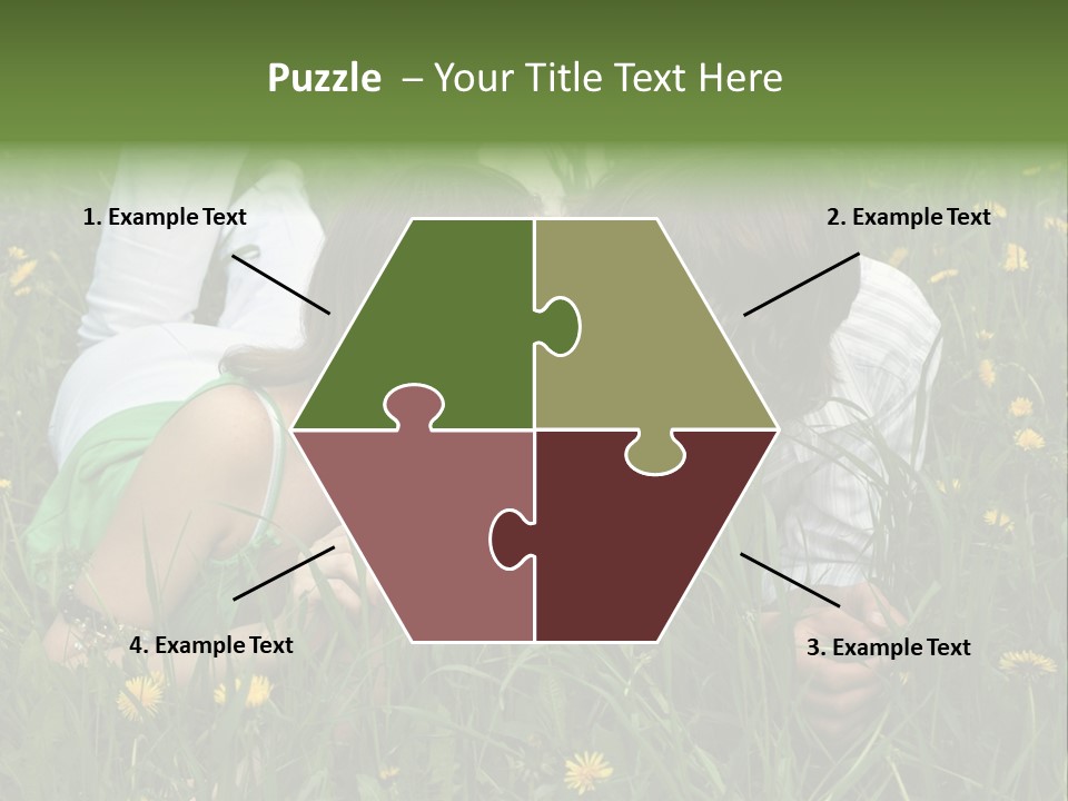 Beautiful Girl And Boy On Summer Lawn With Dandelions PowerPoint Template