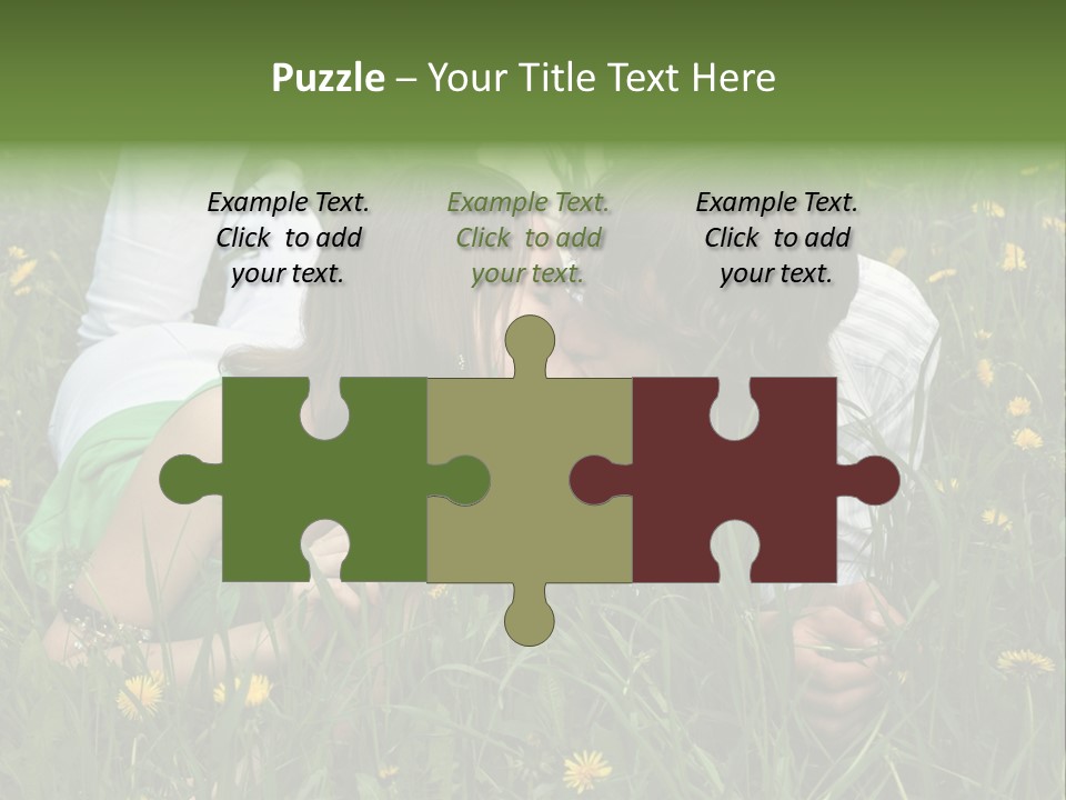 Beautiful Girl And Boy On Summer Lawn With Dandelions PowerPoint Template