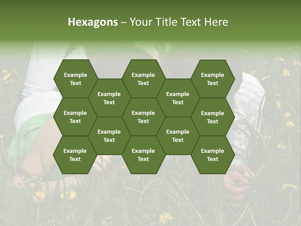 Beautiful Girl And Boy On Summer Lawn With Dandelions PowerPoint Template