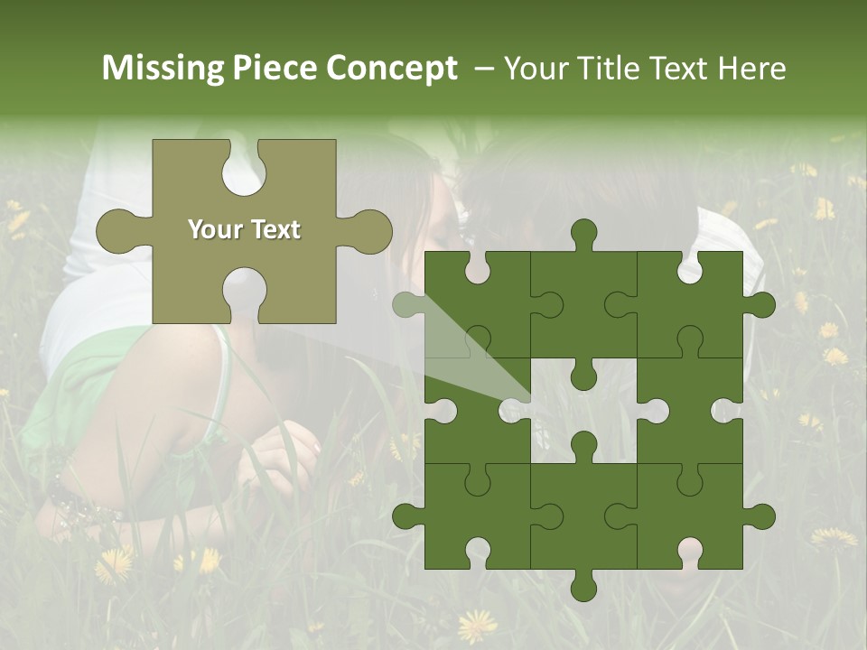 Beautiful Girl And Boy On Summer Lawn With Dandelions PowerPoint Template