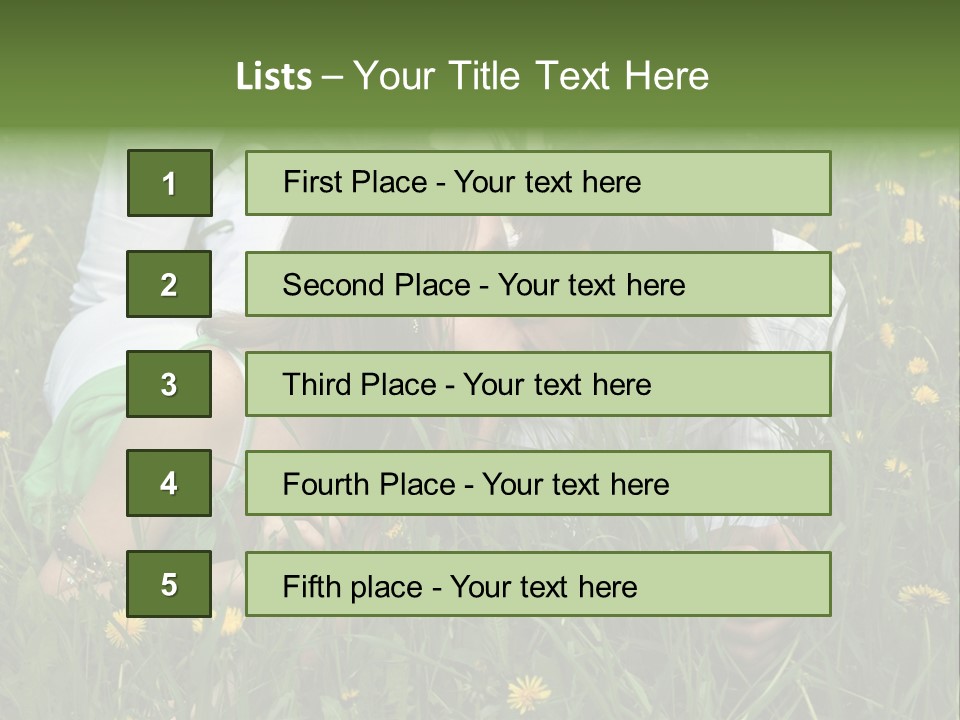 Beautiful Girl And Boy On Summer Lawn With Dandelions PowerPoint Template