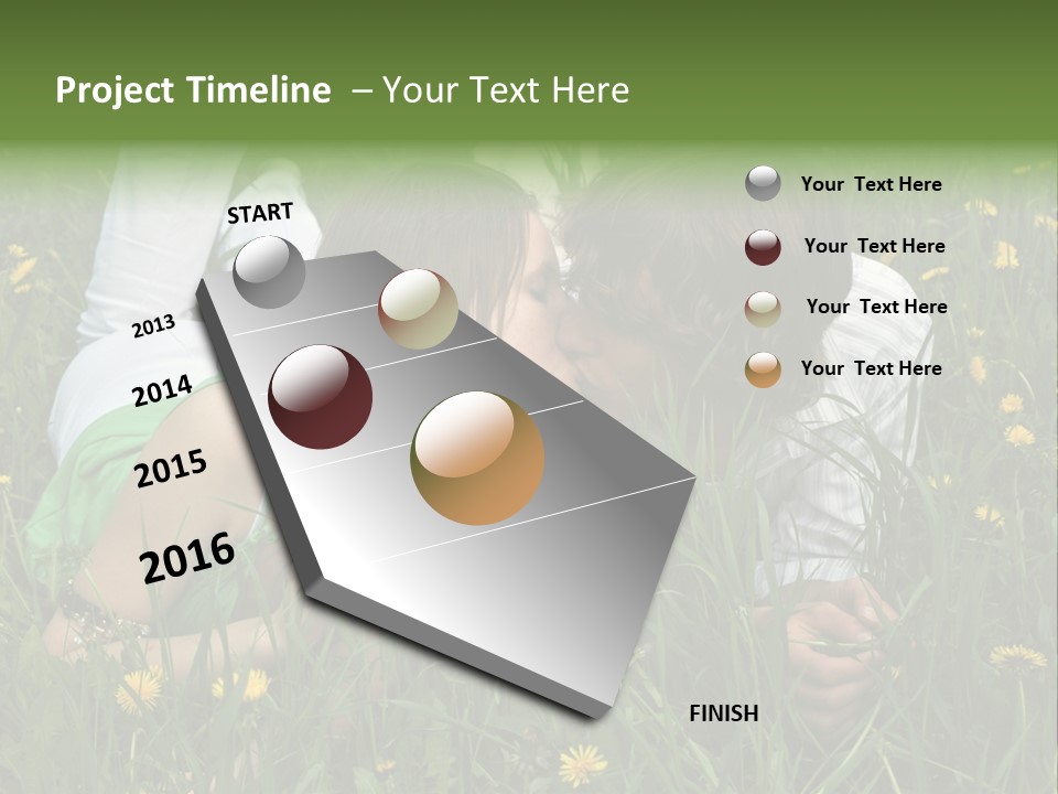 Beautiful Girl And Boy On Summer Lawn With Dandelions PowerPoint Template