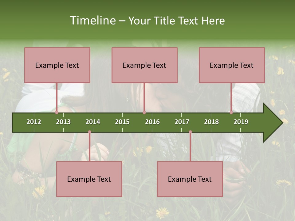 Beautiful Girl And Boy On Summer Lawn With Dandelions PowerPoint Template