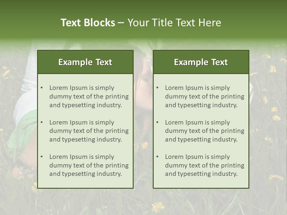 Beautiful Girl And Boy On Summer Lawn With Dandelions PowerPoint Template