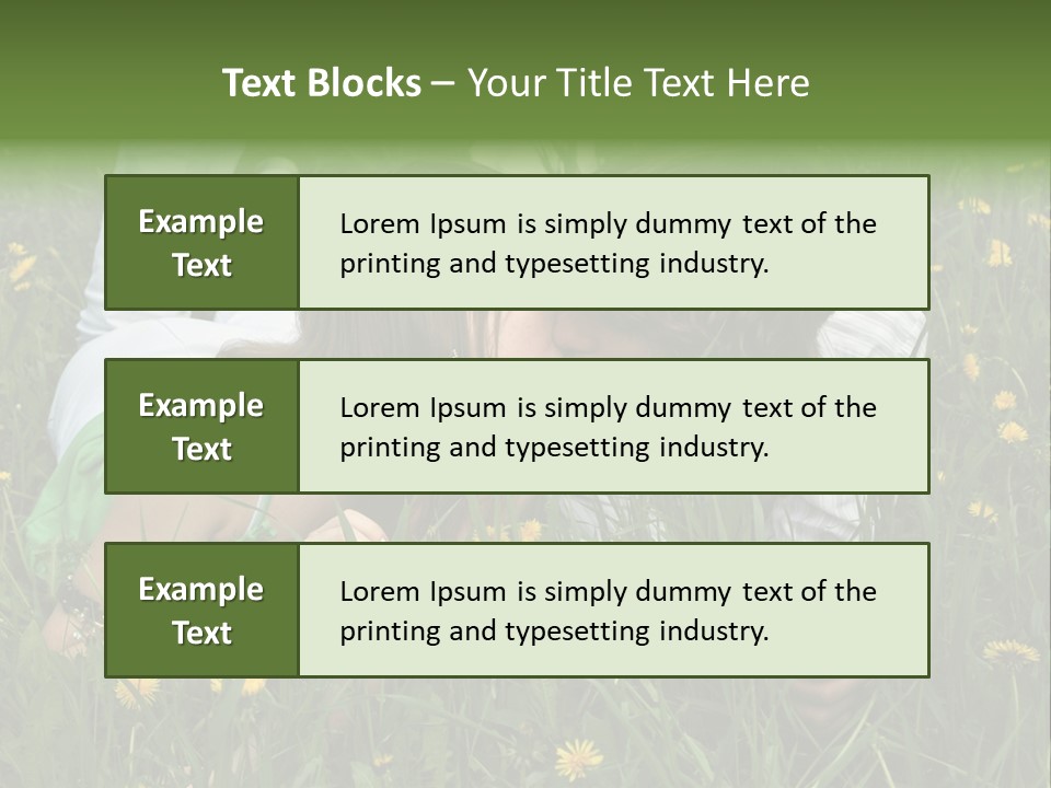 Beautiful Girl And Boy On Summer Lawn With Dandelions PowerPoint Template