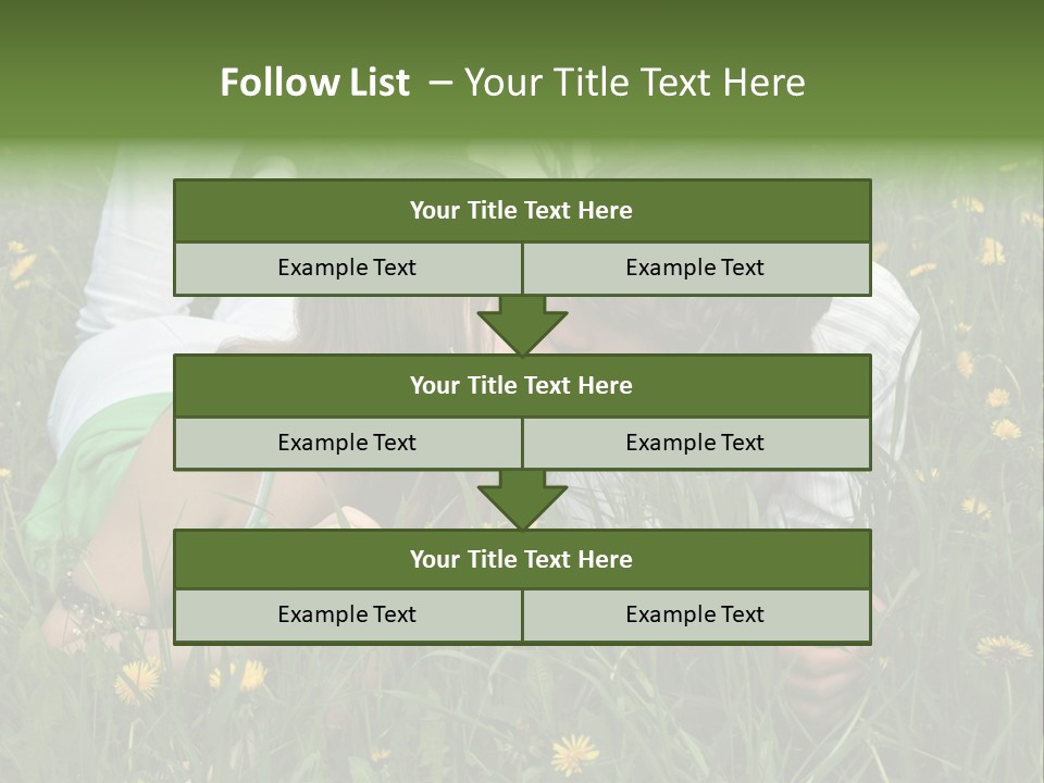 Beautiful Girl And Boy On Summer Lawn With Dandelions PowerPoint Template