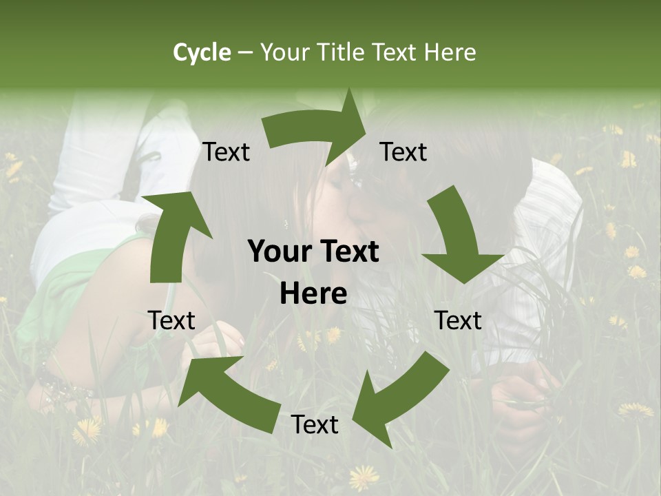 Beautiful Girl And Boy On Summer Lawn With Dandelions PowerPoint Template