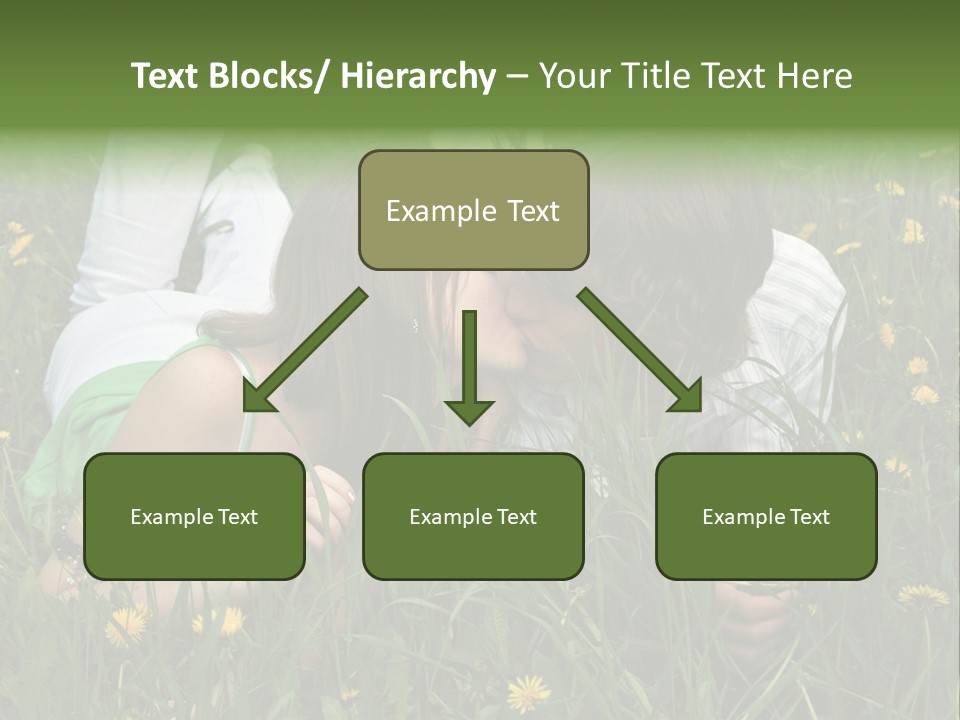 Beautiful Girl And Boy On Summer Lawn With Dandelions PowerPoint Template