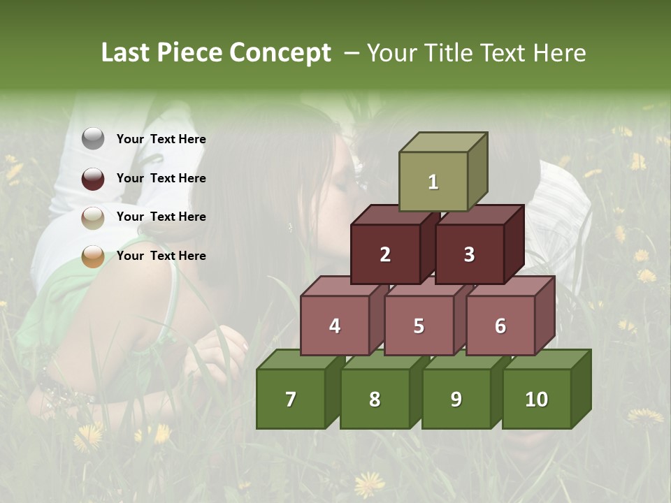 Beautiful Girl And Boy On Summer Lawn With Dandelions PowerPoint Template