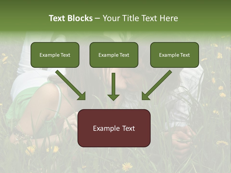 Beautiful Girl And Boy On Summer Lawn With Dandelions PowerPoint Template