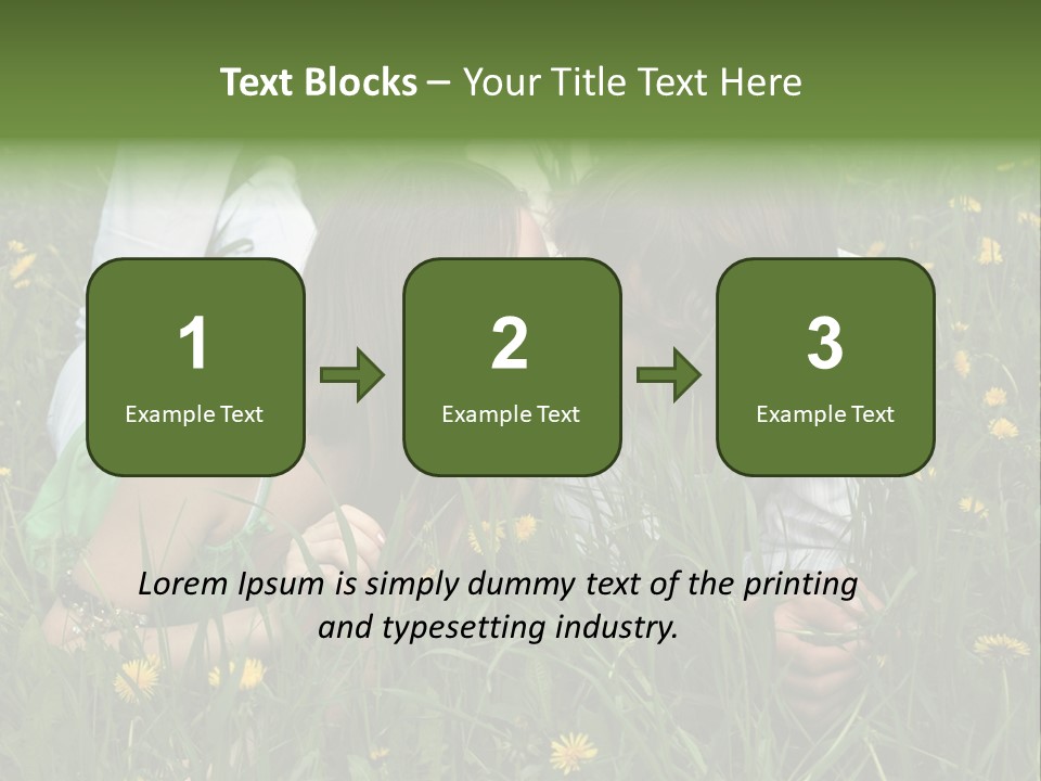 Beautiful Girl And Boy On Summer Lawn With Dandelions PowerPoint Template