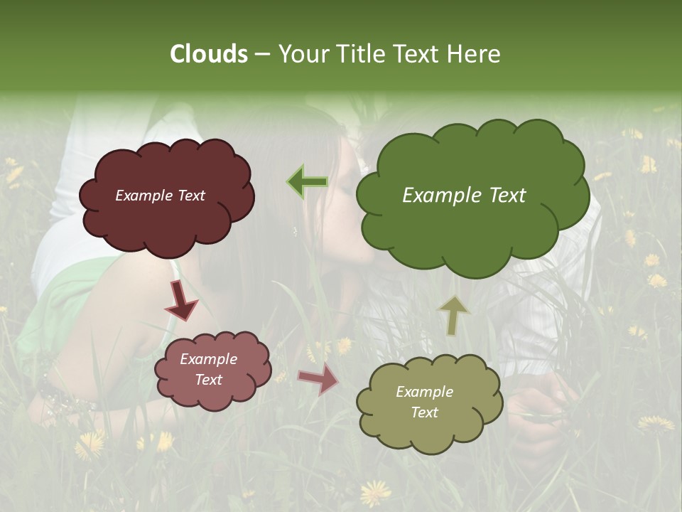 Beautiful Girl And Boy On Summer Lawn With Dandelions PowerPoint Template