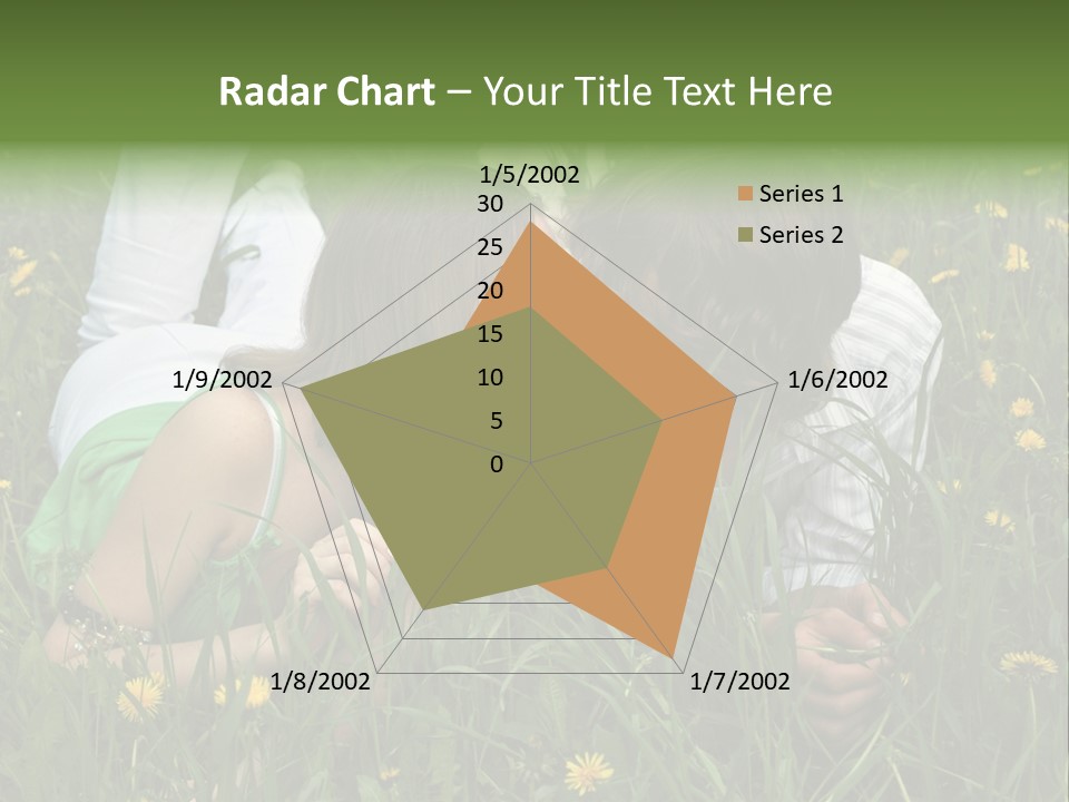 Beautiful Girl And Boy On Summer Lawn With Dandelions PowerPoint Template
