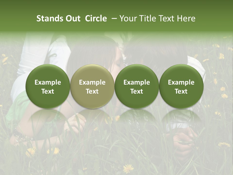 Beautiful Girl And Boy On Summer Lawn With Dandelions PowerPoint Template