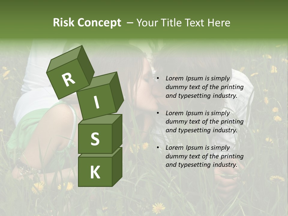 Beautiful Girl And Boy On Summer Lawn With Dandelions PowerPoint Template