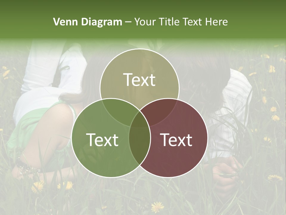 Beautiful Girl And Boy On Summer Lawn With Dandelions PowerPoint Template