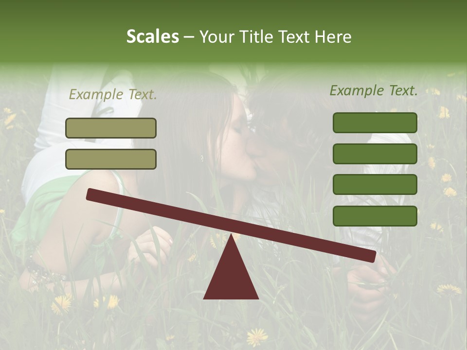 Beautiful Girl And Boy On Summer Lawn With Dandelions PowerPoint Template