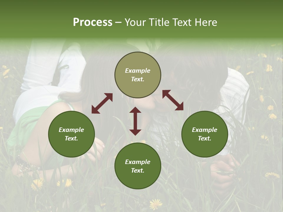 Beautiful Girl And Boy On Summer Lawn With Dandelions PowerPoint Template