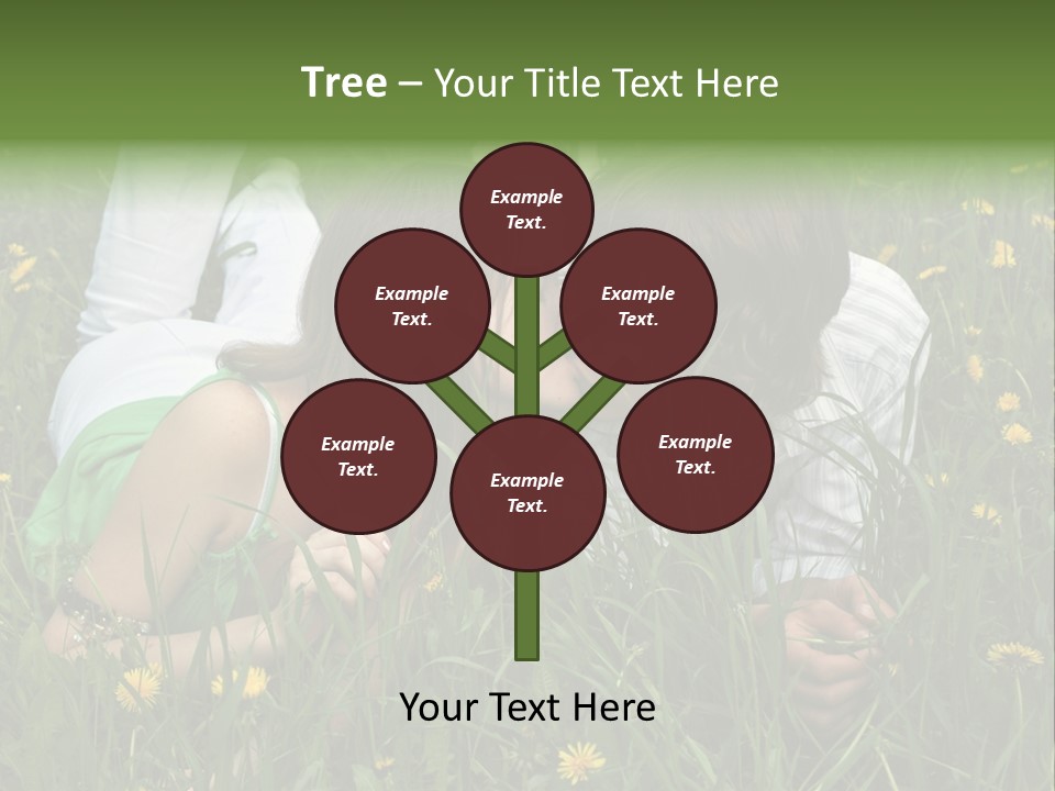 Beautiful Girl And Boy On Summer Lawn With Dandelions PowerPoint Template