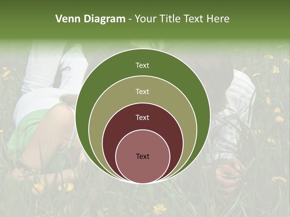 Beautiful Girl And Boy On Summer Lawn With Dandelions PowerPoint Template