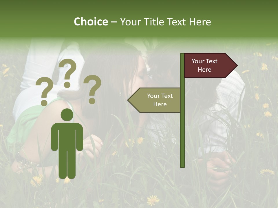 Beautiful Girl And Boy On Summer Lawn With Dandelions PowerPoint Template