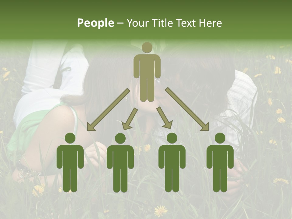 Beautiful Girl And Boy On Summer Lawn With Dandelions PowerPoint Template