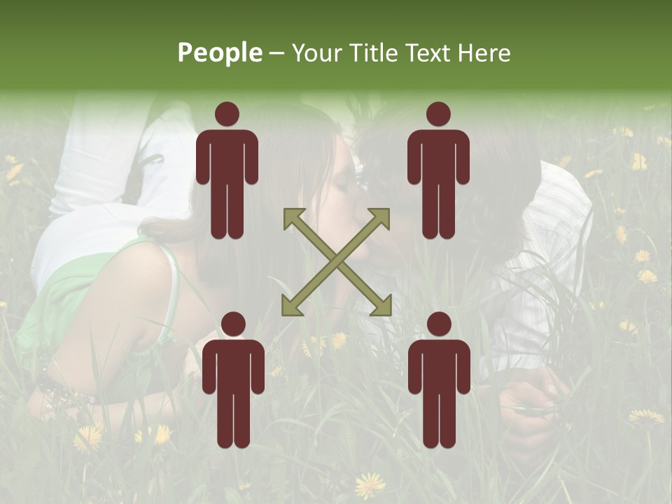 Beautiful Girl And Boy On Summer Lawn With Dandelions PowerPoint Template