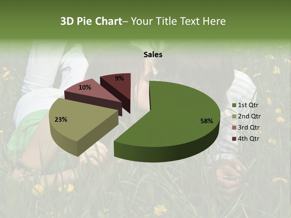 Beautiful Girl And Boy On Summer Lawn With Dandelions PowerPoint Template