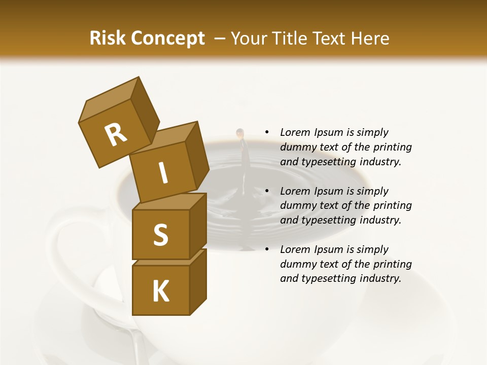A Cup Of Black Coffee Full To The Brim With Drops Splashing On The Surface Threatening To Spill Over. PowerPoint Template