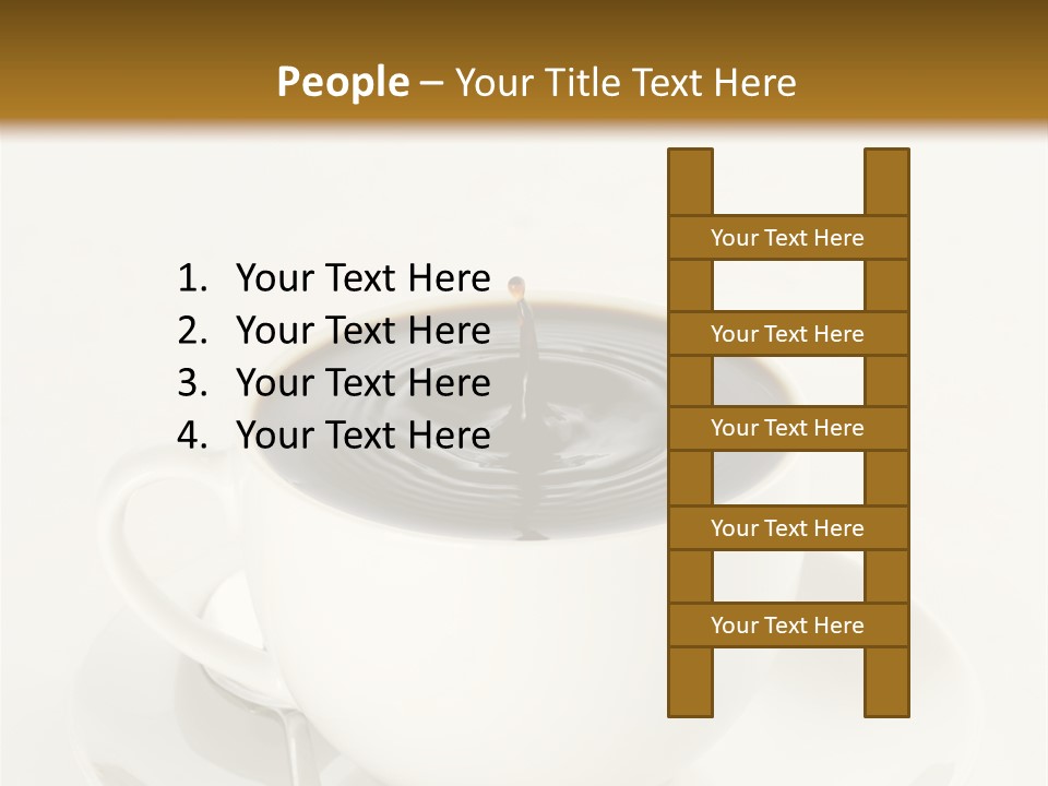 A Cup Of Black Coffee Full To The Brim With Drops Splashing On The Surface Threatening To Spill Over. PowerPoint Template
