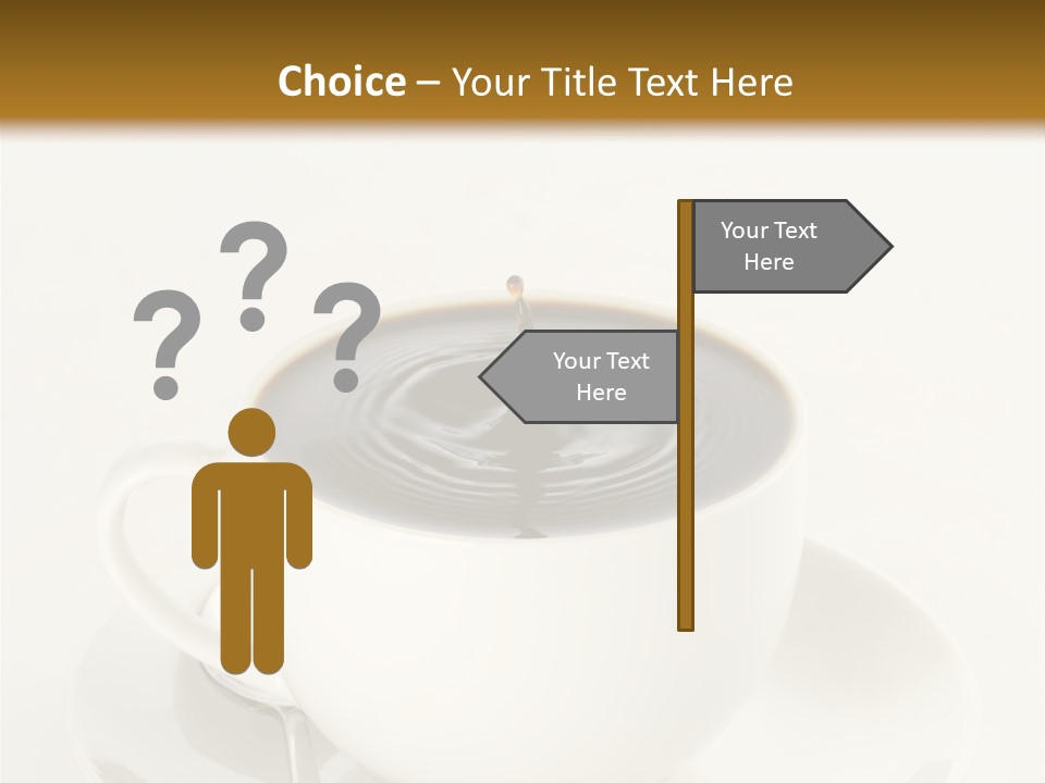 A Cup Of Black Coffee Full To The Brim With Drops Splashing On The Surface Threatening To Spill Over. PowerPoint Template