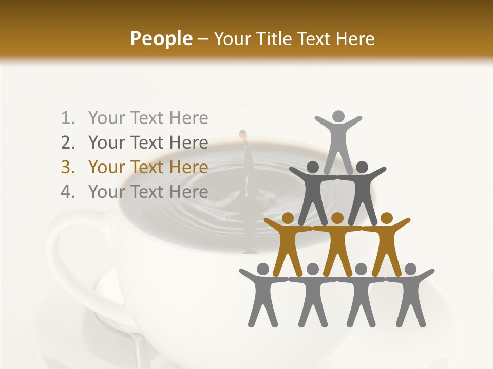 A Cup Of Black Coffee Full To The Brim With Drops Splashing On The Surface Threatening To Spill Over. PowerPoint Template