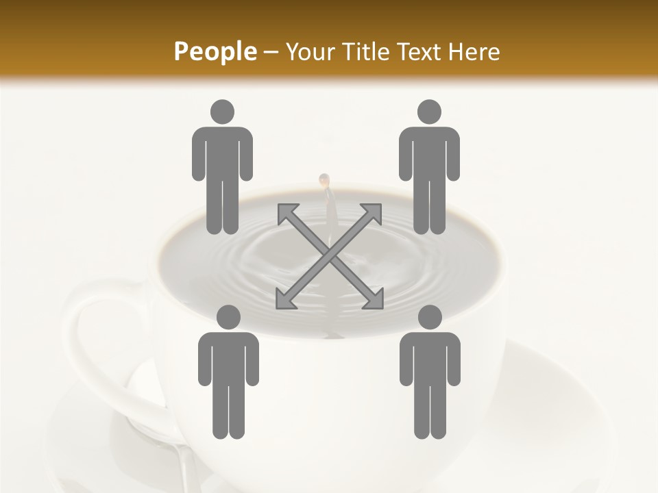 A Cup Of Black Coffee Full To The Brim With Drops Splashing On The Surface Threatening To Spill Over. PowerPoint Template