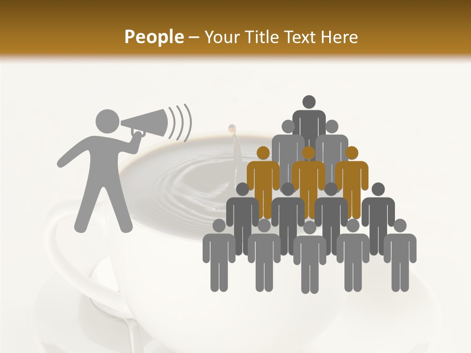 A Cup Of Black Coffee Full To The Brim With Drops Splashing On The Surface Threatening To Spill Over. PowerPoint Template