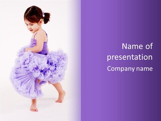 Gorgeous Girl Dancing Wearing A Frilly Lavender Skirt PowerPoint Template