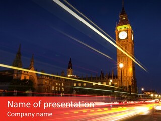 Night Shot Of Houses Of Parliament PowerPoint Template