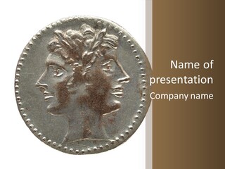 Ancient Roman Coin Isolated Over White Background PowerPoint Template