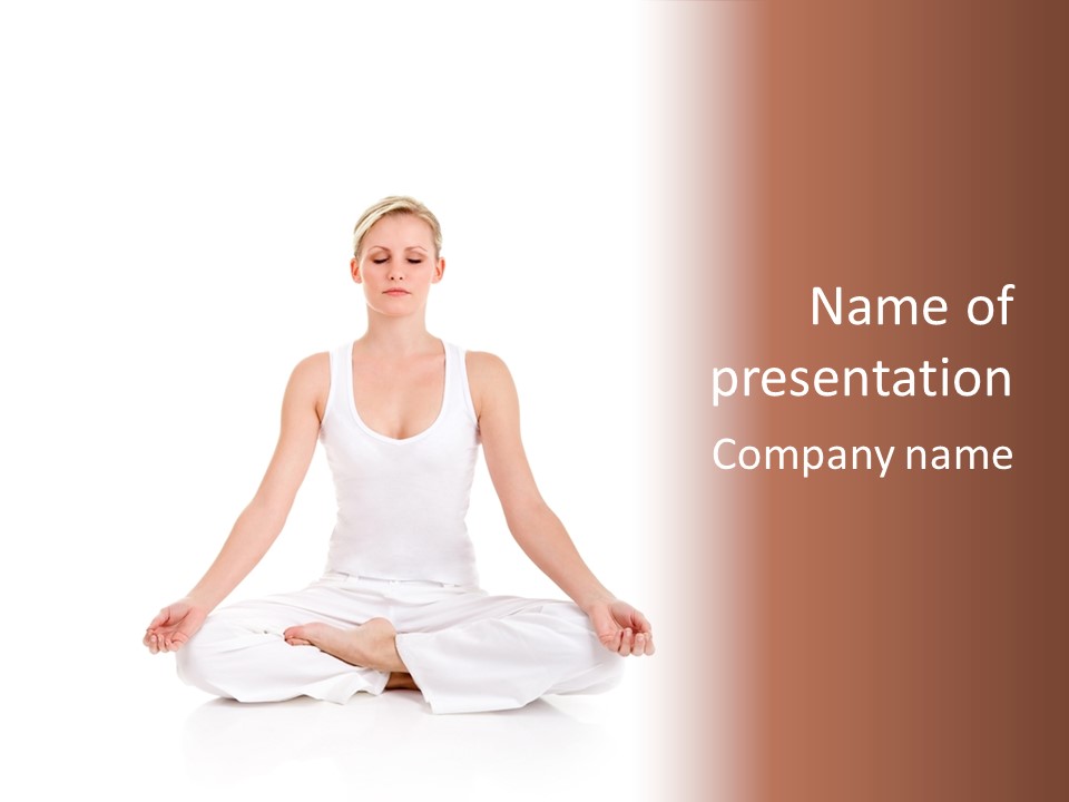 Young Woman Doing Yoga Exercise PowerPoint Template