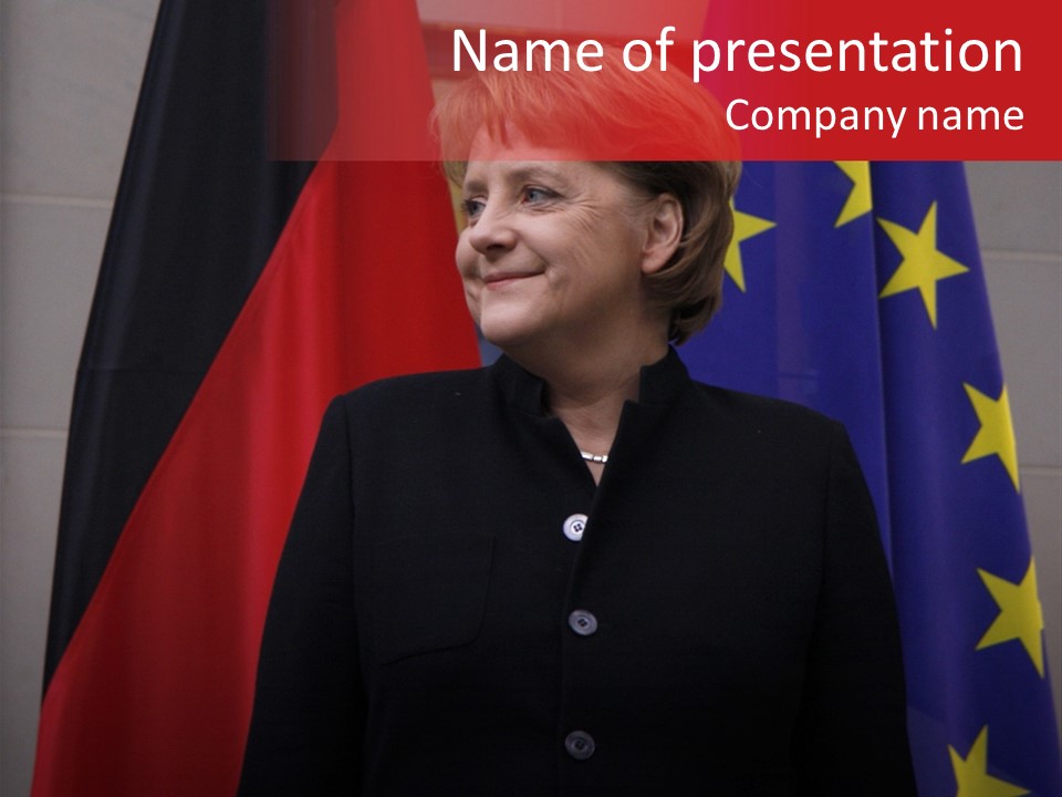 Berlin, February 18: German Chancellor Angela Merkel Smiles At The Reception For The Dilpomatic Corps In Berlin On February 18, 2008 PowerPoint Template