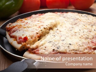 Pizza Margarita In A Frying Pan PowerPoint Template