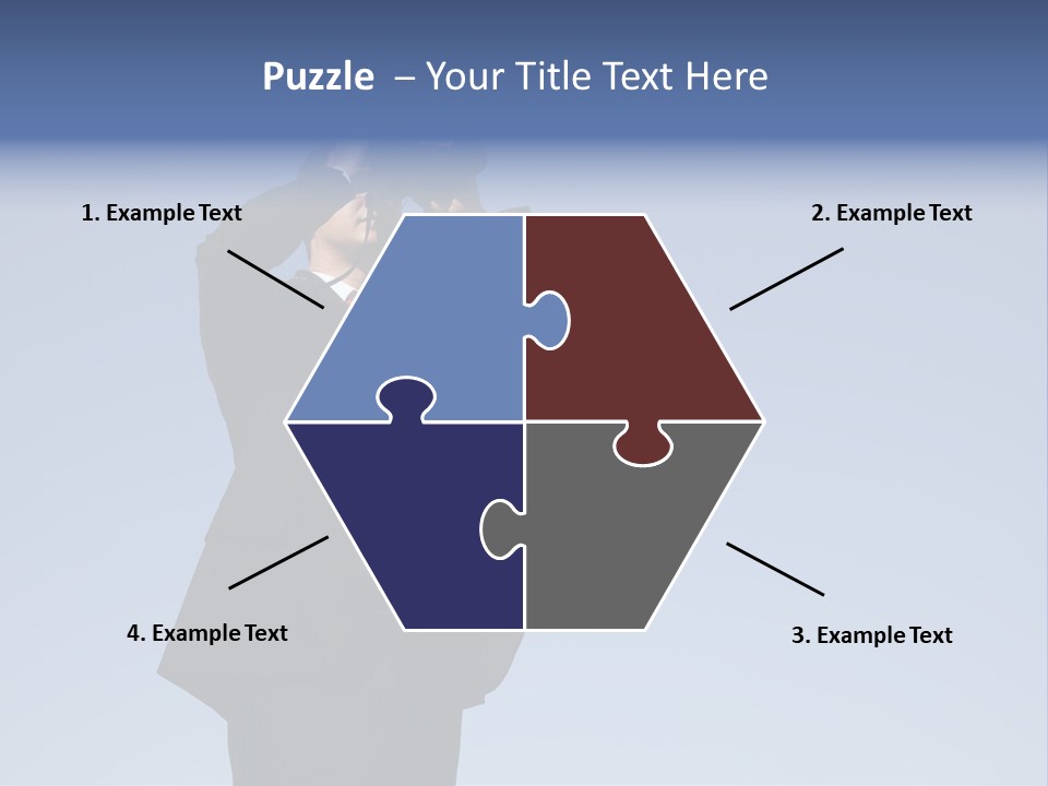 Businessman Looking Through Binoculars With A Blue Sky As Background PowerPoint Template