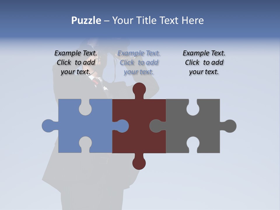 Businessman Looking Through Binoculars With A Blue Sky As Background PowerPoint Template