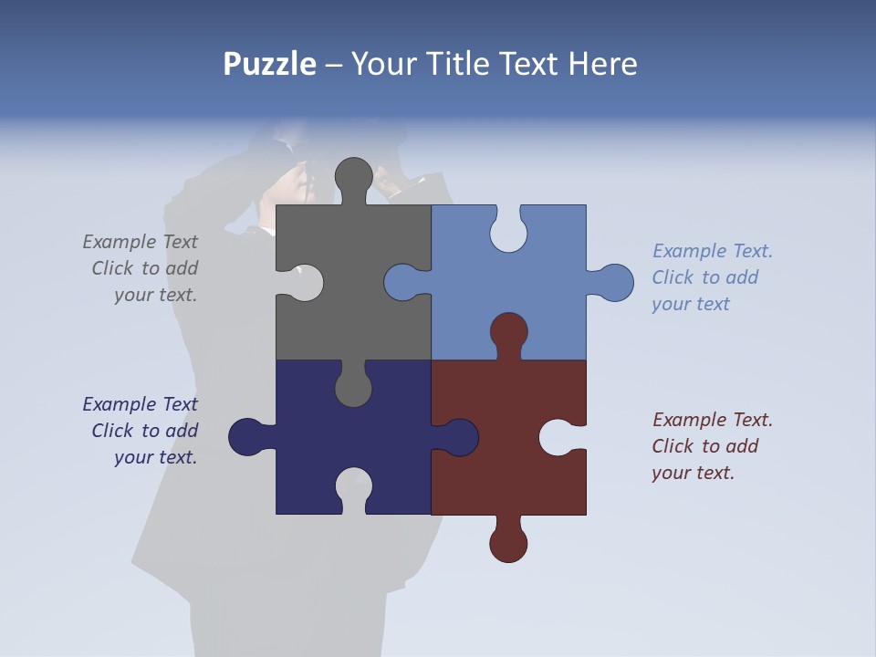 Businessman Looking Through Binoculars With A Blue Sky As Background PowerPoint Template