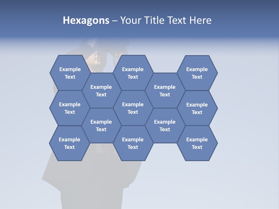 Businessman Looking Through Binoculars With A Blue Sky As Background PowerPoint Template