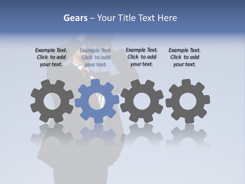 Businessman Looking Through Binoculars With A Blue Sky As Background PowerPoint Template